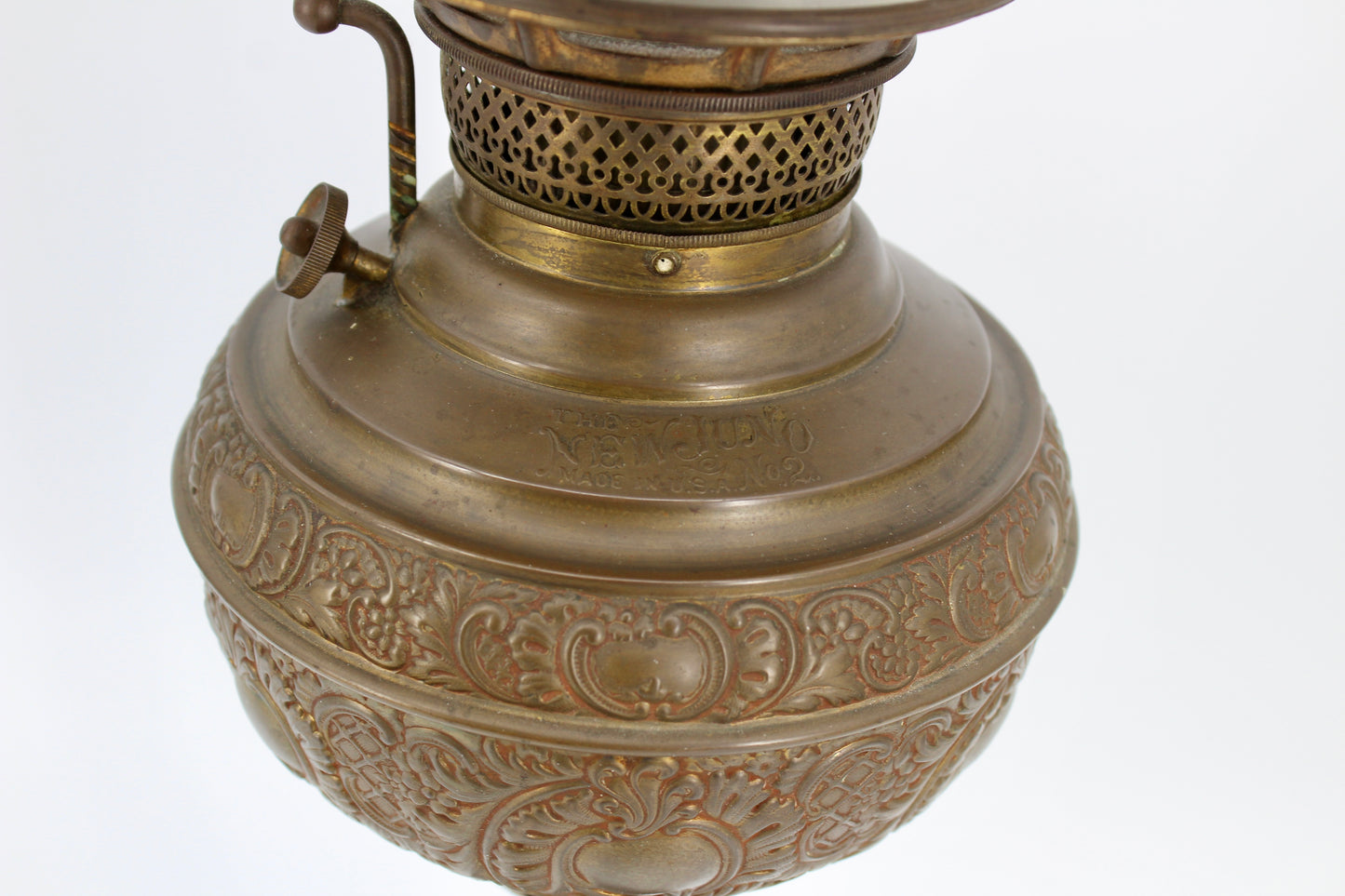 1895 Monography Gilded Crystal Globe Banquet Lamp by Edward Miller