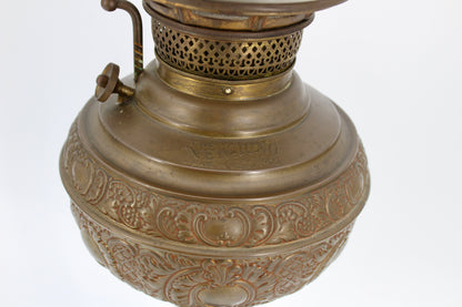 1895 Monography Gilded Crystal Globe Banquet Lamp by Edward Miller