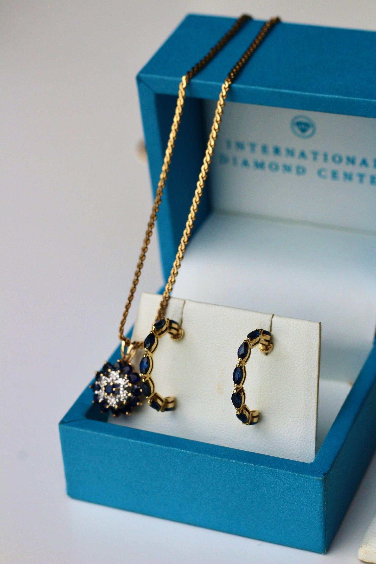 Antique Sapphire Diamond Cluster Set- Ring & Pendant, 2.25 Carats 14K Gold