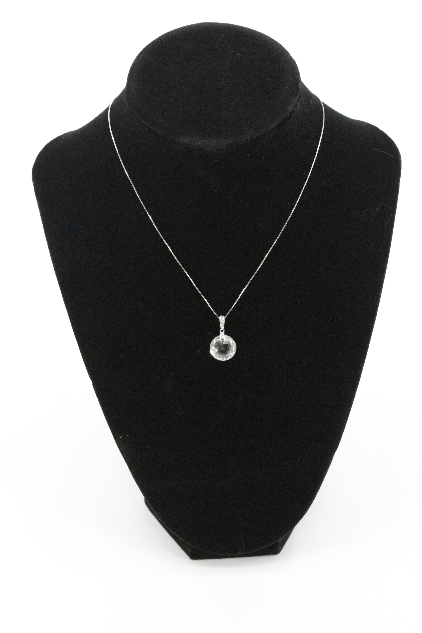 Prasiolite & Diamond Necklace, 7 Carats 14K White Gold