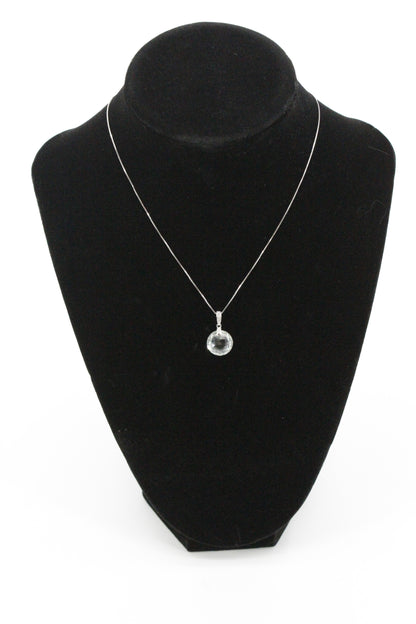 Prasiolite & Diamond Necklace, 7 Carats 14K White Gold