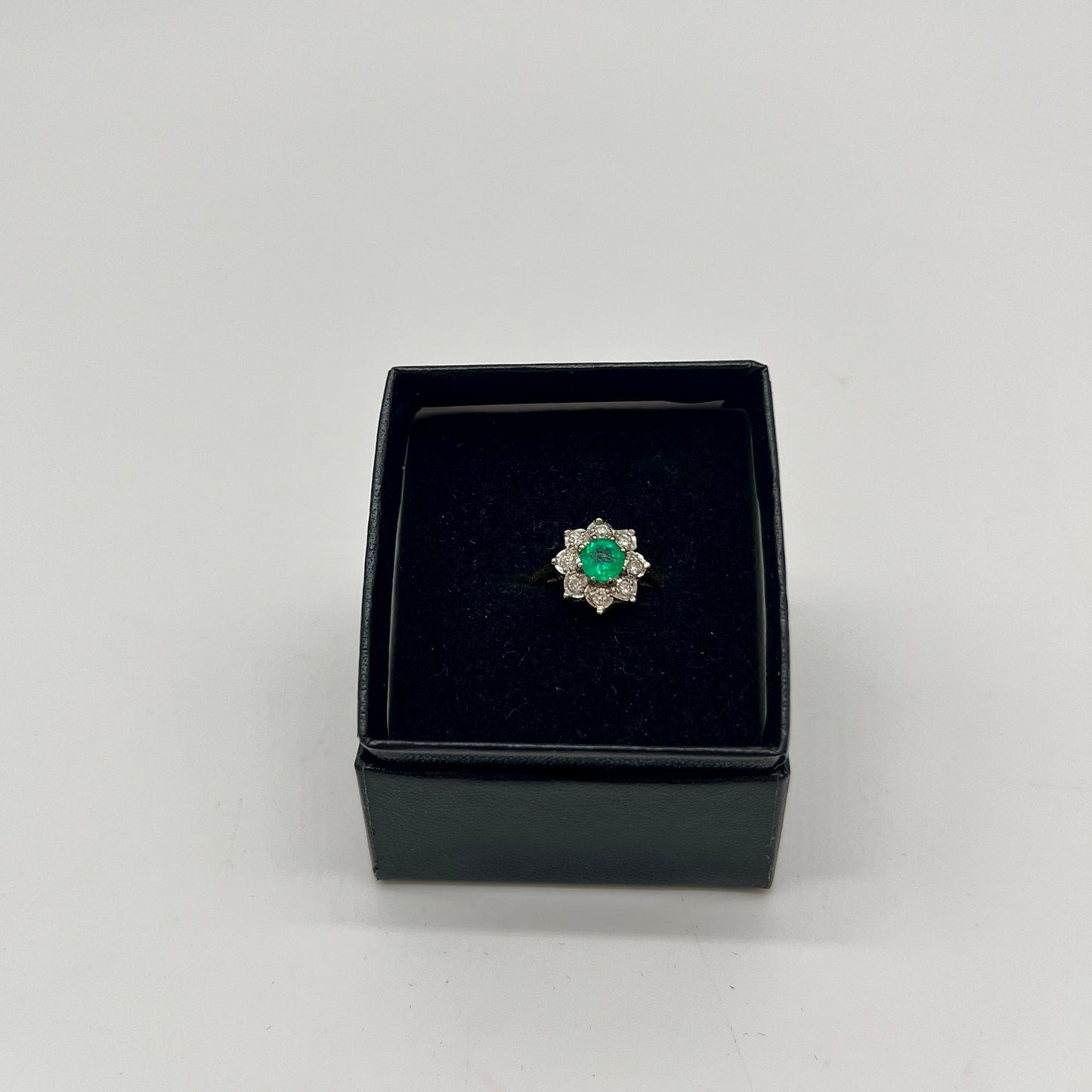 Emerald & Diamond Floral Cocktail Ring, 0.75 CTW 18K Gold/Platinum