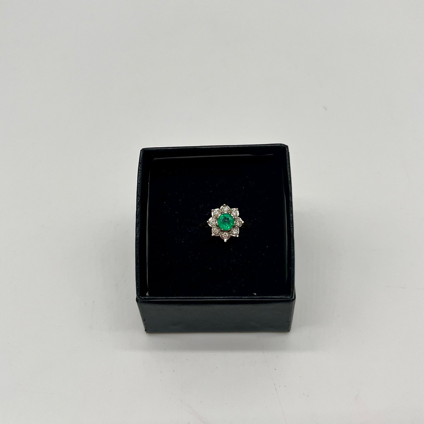 Emerald & Diamond Floral Cocktail Ring, 0.75 CTW 18K Gold/Platinum