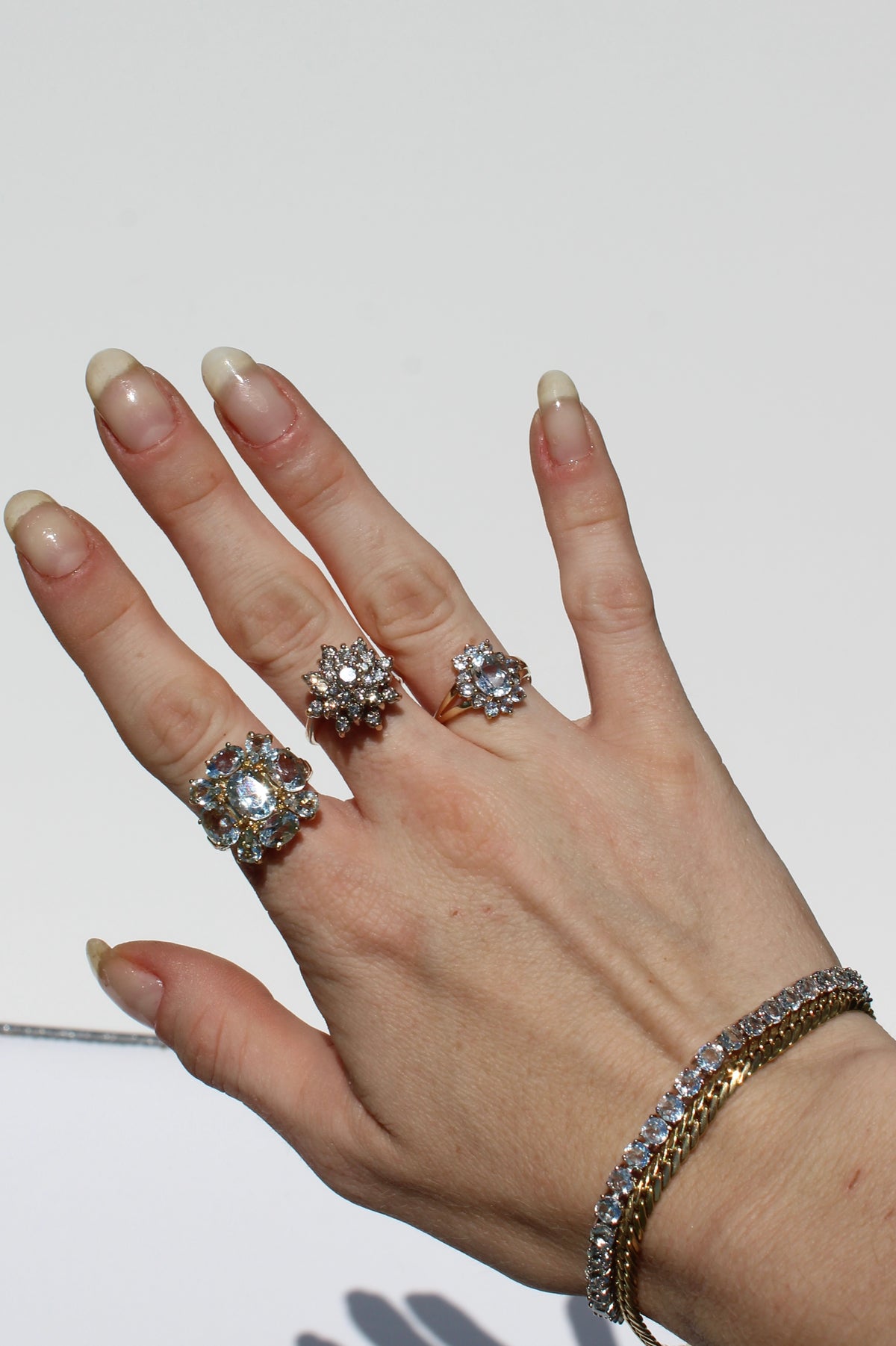 Antique Aquamarine & Diamond Set, 5.59 Carats 14K Gold