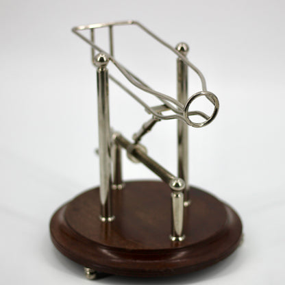 Antique Adjustable Cradle Silver & Wood Wine Decanter- Professionally Restored