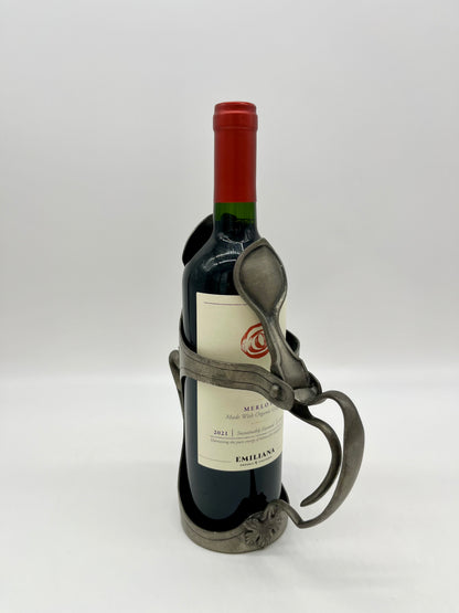 Porte-bouteilles de vin en étain français orné par Etain Royal