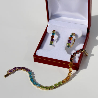 Precious Gemstone ‘Rainbow’ Set, 10 Carats 14K Gold