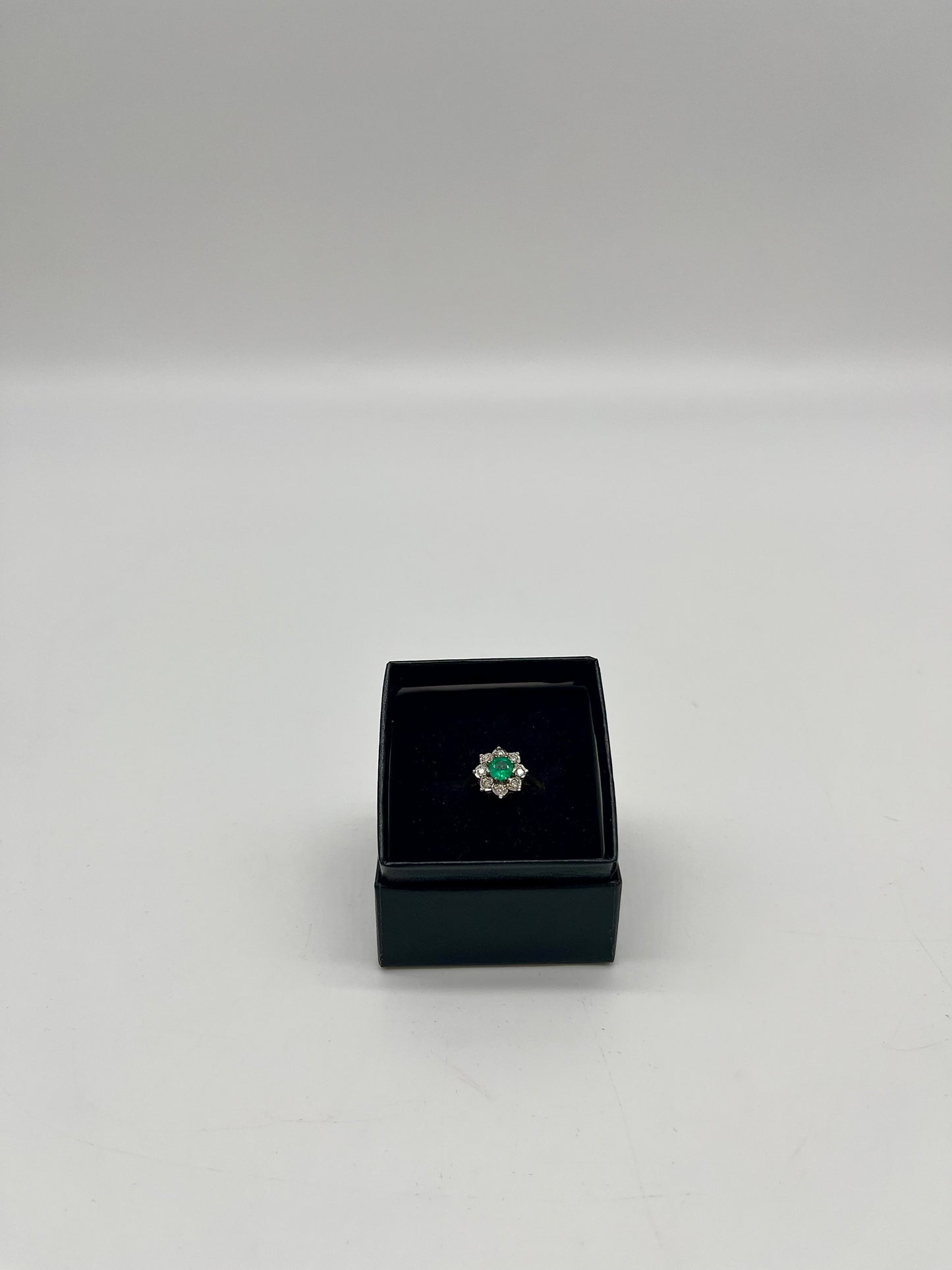 Emerald & Diamond Floral Cocktail Ring, 0.75 CTW 18K Gold/Platinum