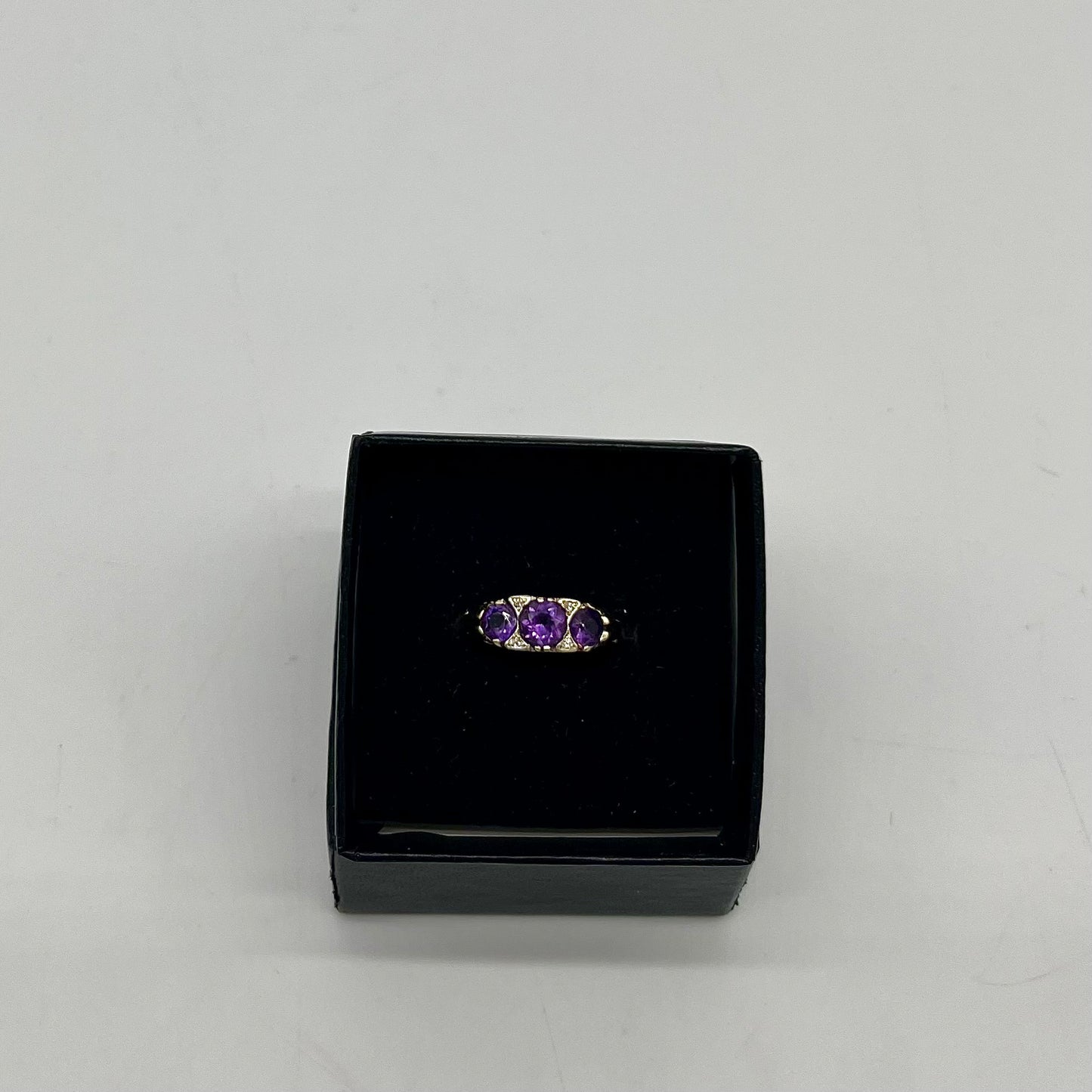 Bague en or 14 carats avec améthyste et diamants, 1 ct