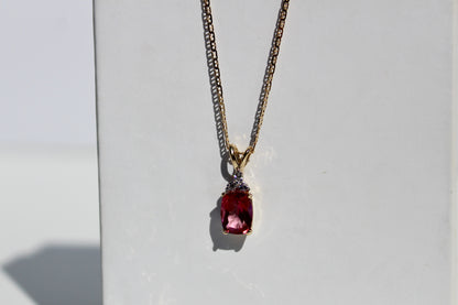 Madagascar Pink Tourmaline & Diamond Necklace, 1.47 Carats 14K Gold