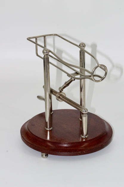 Antique Adjustable Cradle Silver & Wood Wine Decanter- Professionally Restored