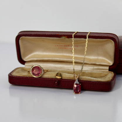 Pink Tourmaline & Diamond Set, 3.55 Carats 14K Gold