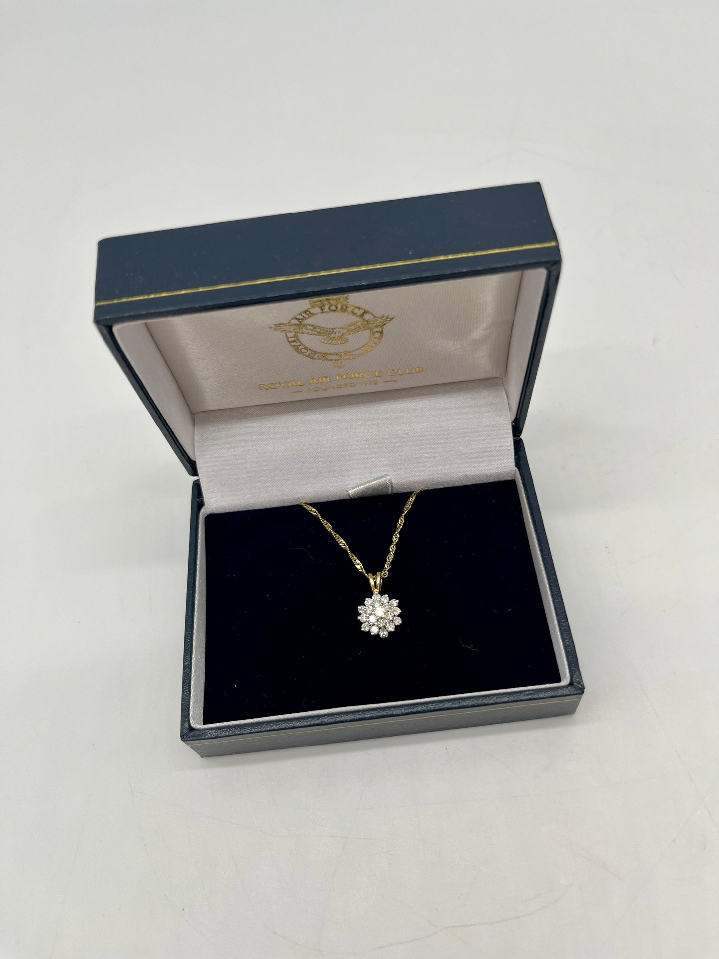 French Diamond Cluster Necklace, 1 CTW 14K Gold