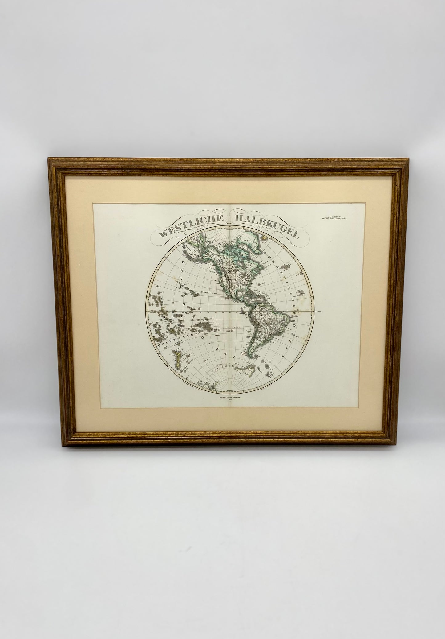 1866 Stieler World Map Framed Pair