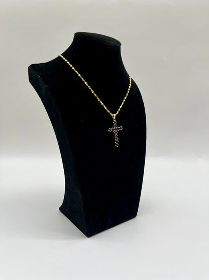 Vintage Garnet Cross Pendant, 2.68 CTW 14K Vermeil 925