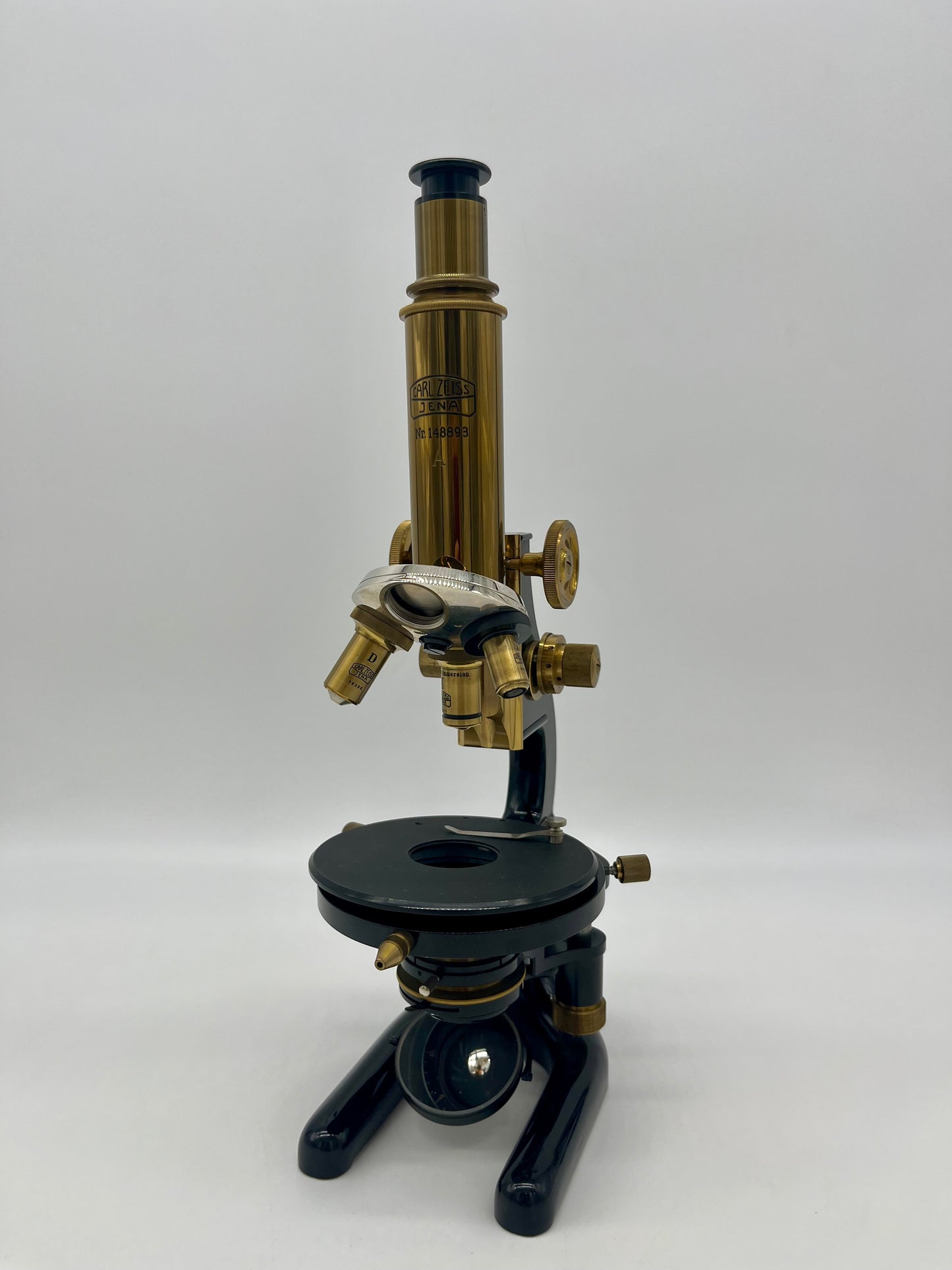 1930's German Jena Brass Microscope by Carl Zeiss