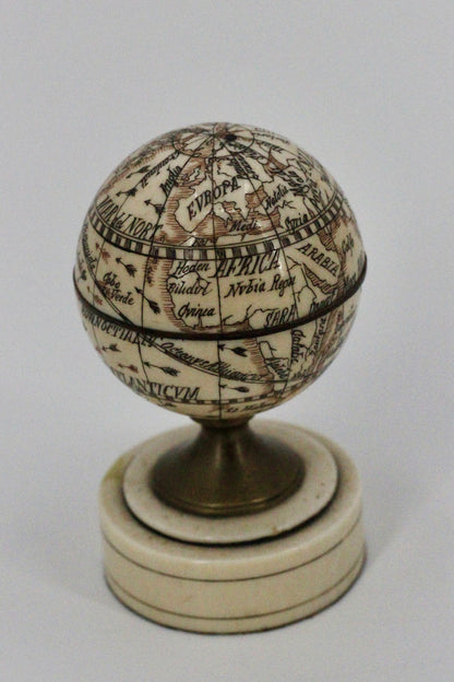 19th Century Miniature Ivory Terrestrial Globe & Sundial