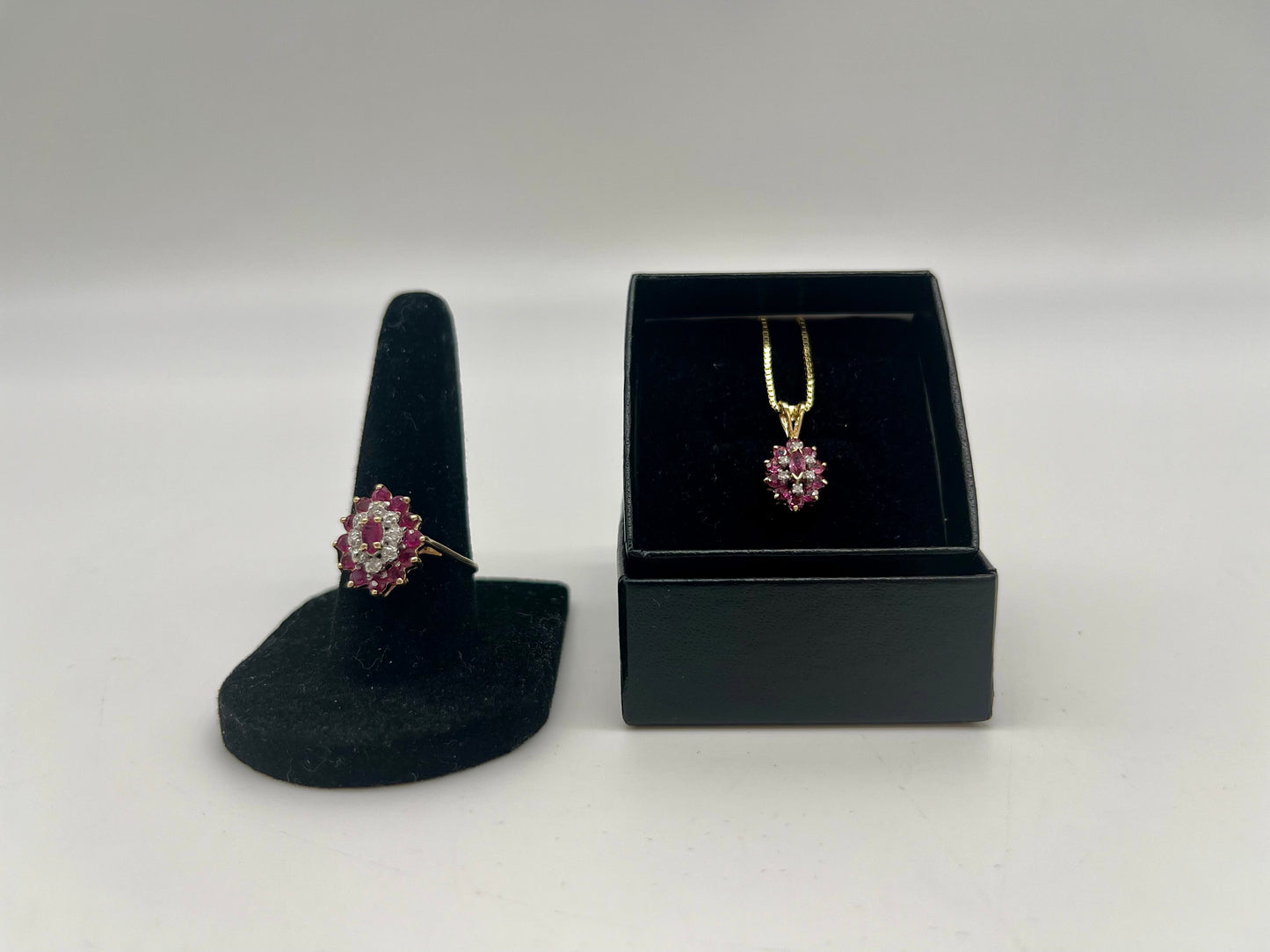 Ruby & Diamond Necklace Ring Set, 2.4 CTW 14K Gold