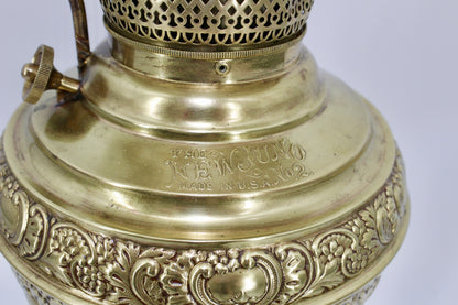 1895 Gilded Crystal Corinthian Banquet Lamp by Edward Miller