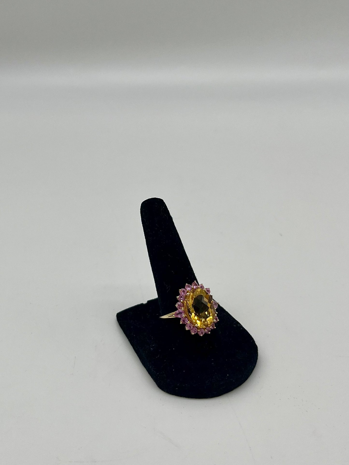 Pink Sapphire & Citrine Cocktail Ring, 6.2 CTW 10K Gold