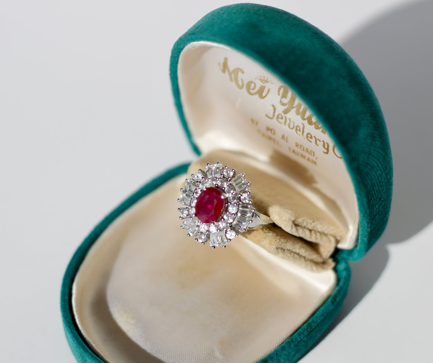 Burma Ruby & White Sapphire Cocktail Ring, 3.79 CTW 10K White Gold