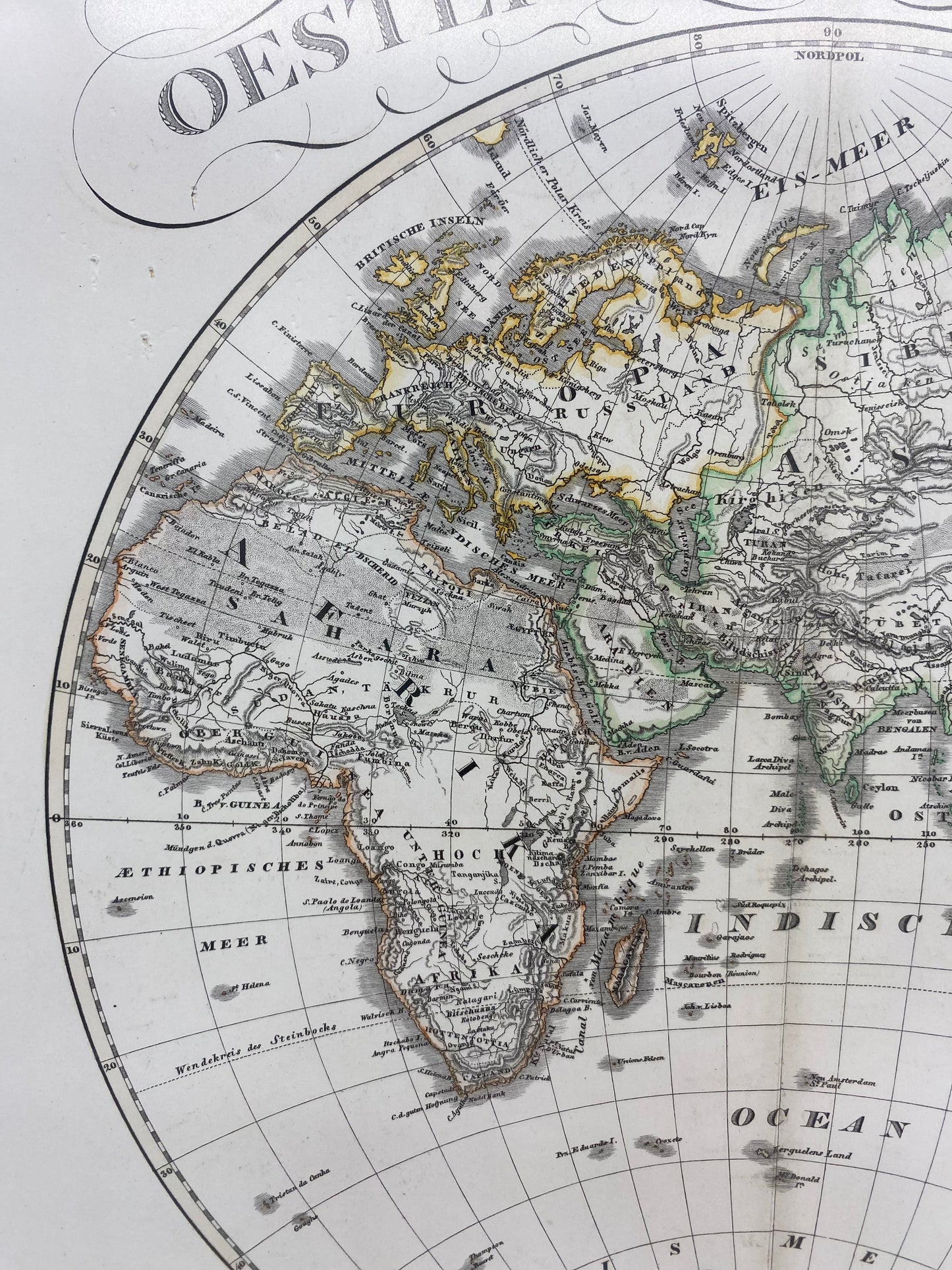 1866 Stieler World Map Framed Pair