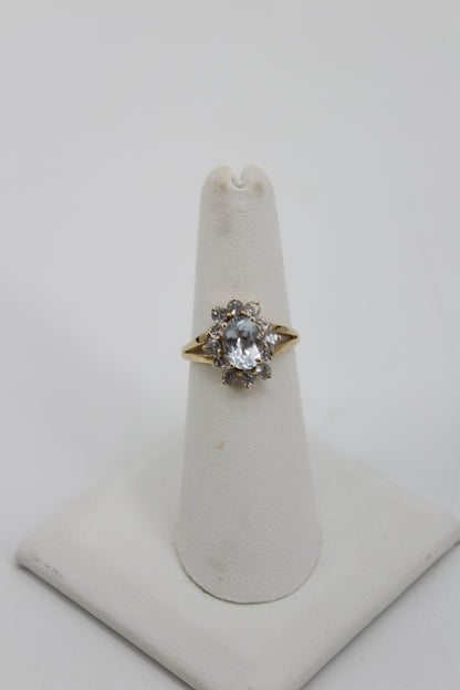 Aquamarine & Diamond Floral Cocktail Ring, 1.8 Carats 14K Gold