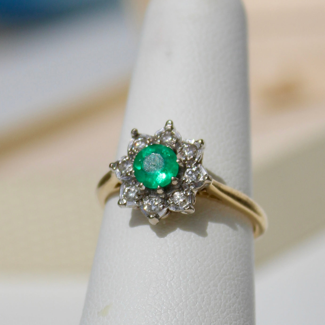Emerald & Diamond Floral Cocktail Ring, 0.75 CTW 18K Gold/Platinum