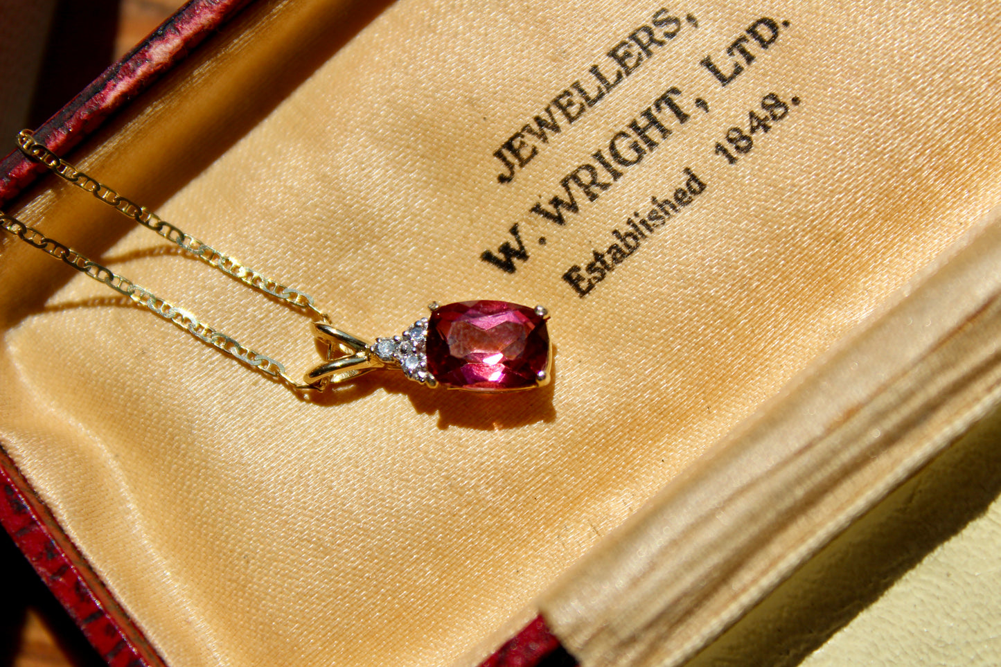 Madagascar Pink Tourmaline & Diamond Necklace, 1.47 Carats 14K Gold