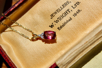 Madagascar Pink Tourmaline & Diamond Necklace, 1.47 Carats 14K Gold