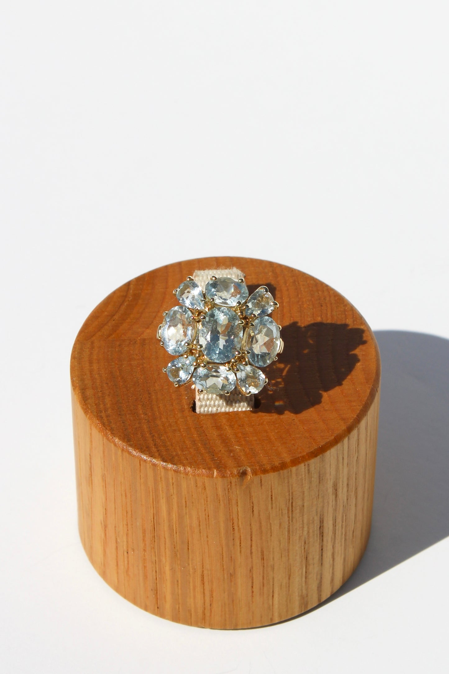 Antique Aquamarine Regency Cluster Ring, 6.5 Carats 10K Gold