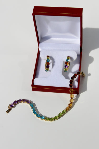Precious Gemstone ‘Rainbow’ Set, 10 Carats 14K Gold