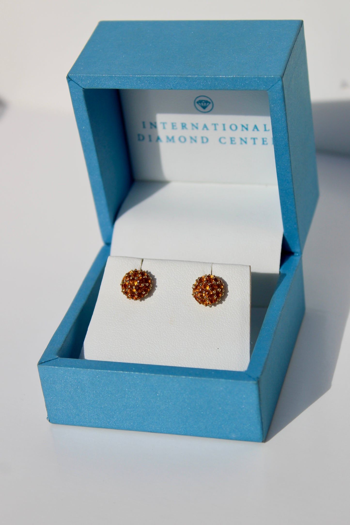 Citrine Cluster Stud Earrings, 1 Carat 18K Gold