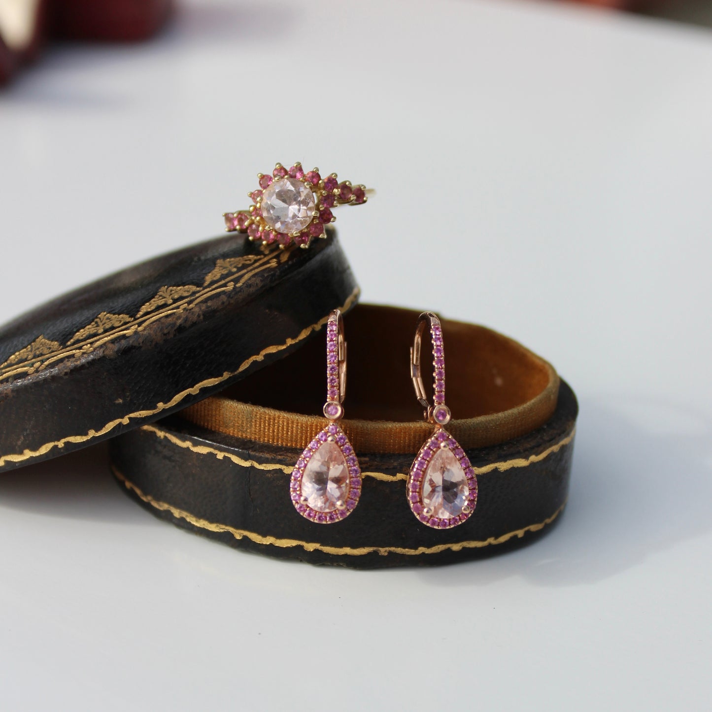 Morganite & Pink Sapphire Set, 6.1 Carats 14K Gold