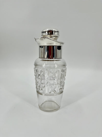 Edwardian 1902 Sterling Silver & Bohemian Cut Crystal Cocktail Shaker by JB Chatterley & Sons Ltd.