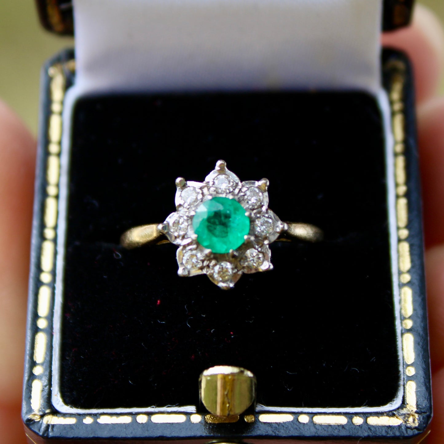 Emerald & Diamond Floral Cocktail Ring, 0.75 CTW 18K Gold/Platinum