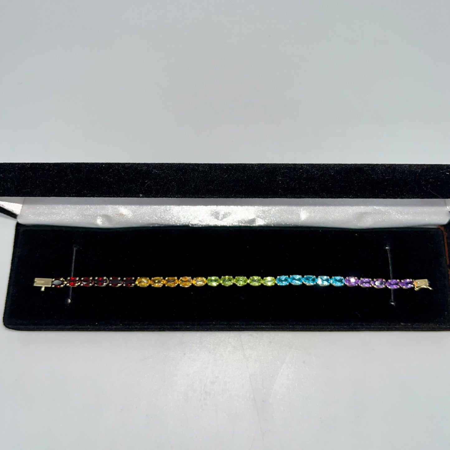 Precious Gemstone 'Rainbow' Tennis Bracelet, 6.75 CTW 14K Gold