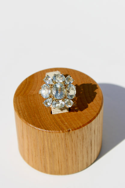 Antique Aquamarine Regency Cluster Ring, 6.5 Carats 10K Gold