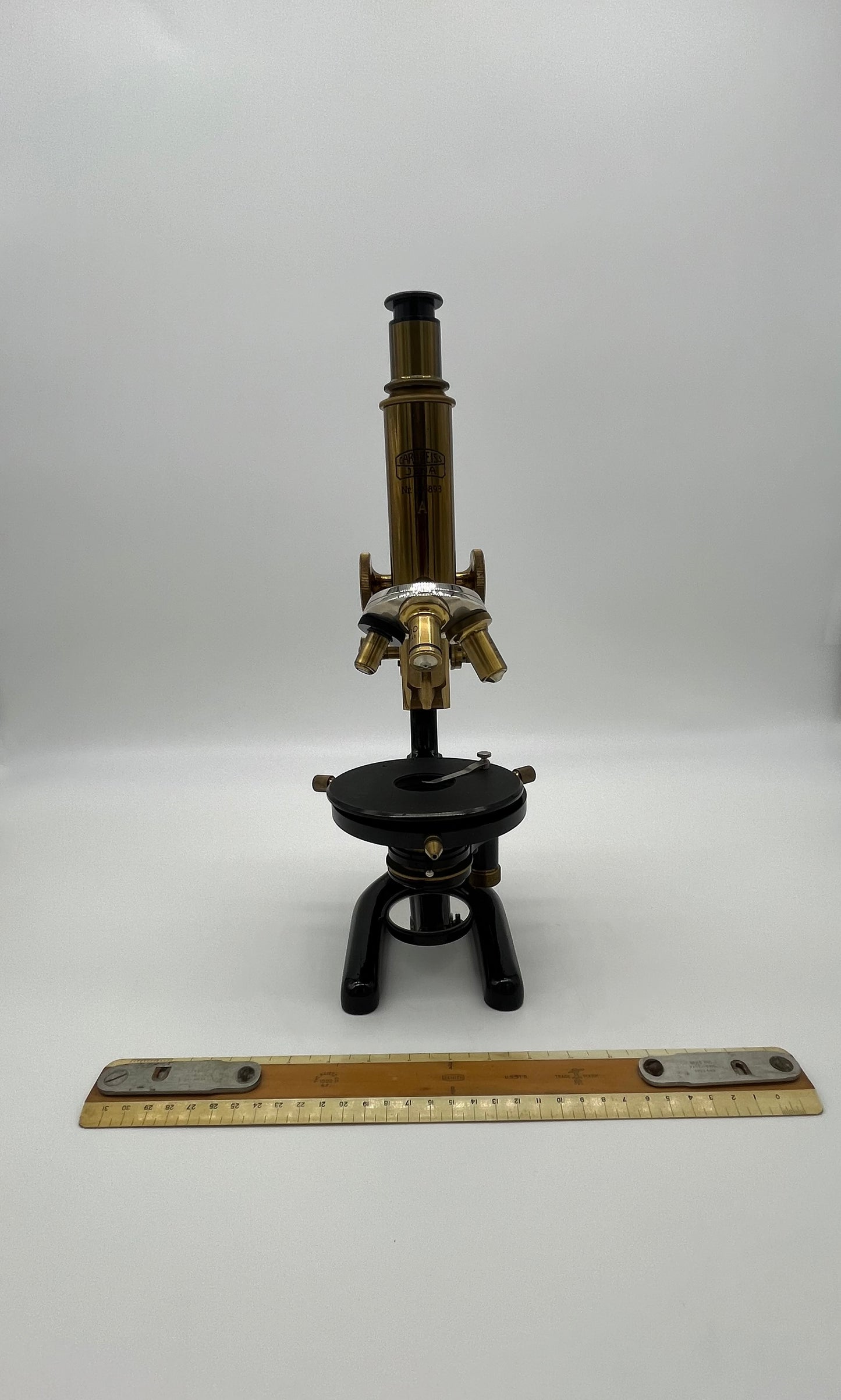 1930's German Jena Brass Microscope by Carl Zeiss