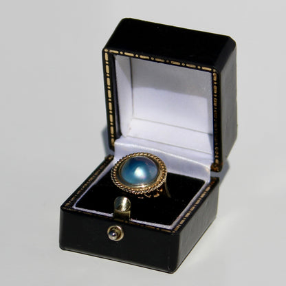 Black Mabe Pearl Ornate Ring, 11mm 10K Gold