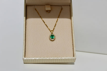 Emerald & Diamond Pendant, 0.83 CTW 18K Gold