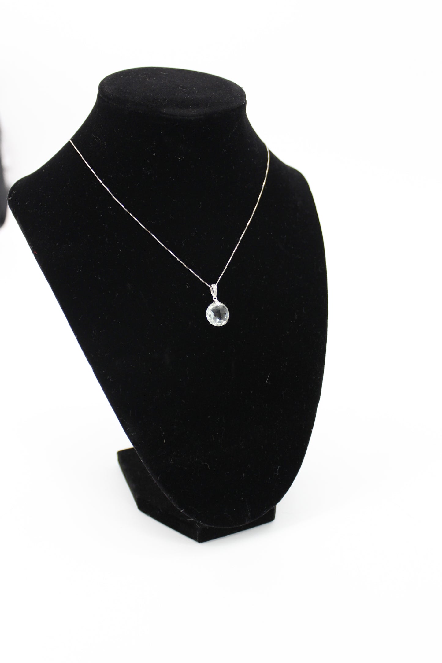 Prasiolite & Diamond Necklace, 7 Carats 14K White Gold