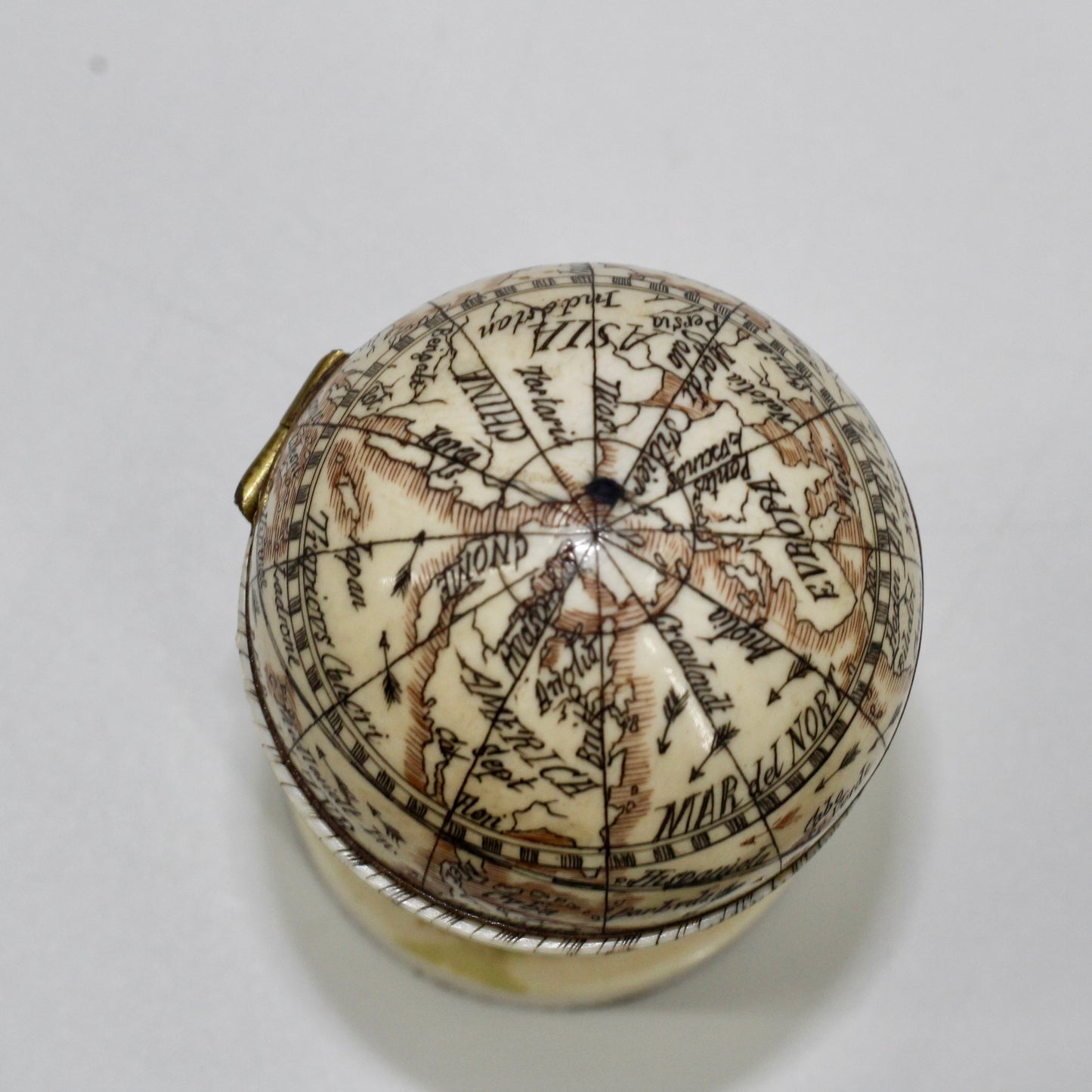 19th Century Miniature Ivory Terrestrial Globe & Sundial