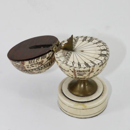 19th Century Miniature Ivory Terrestrial Globe & Sundial