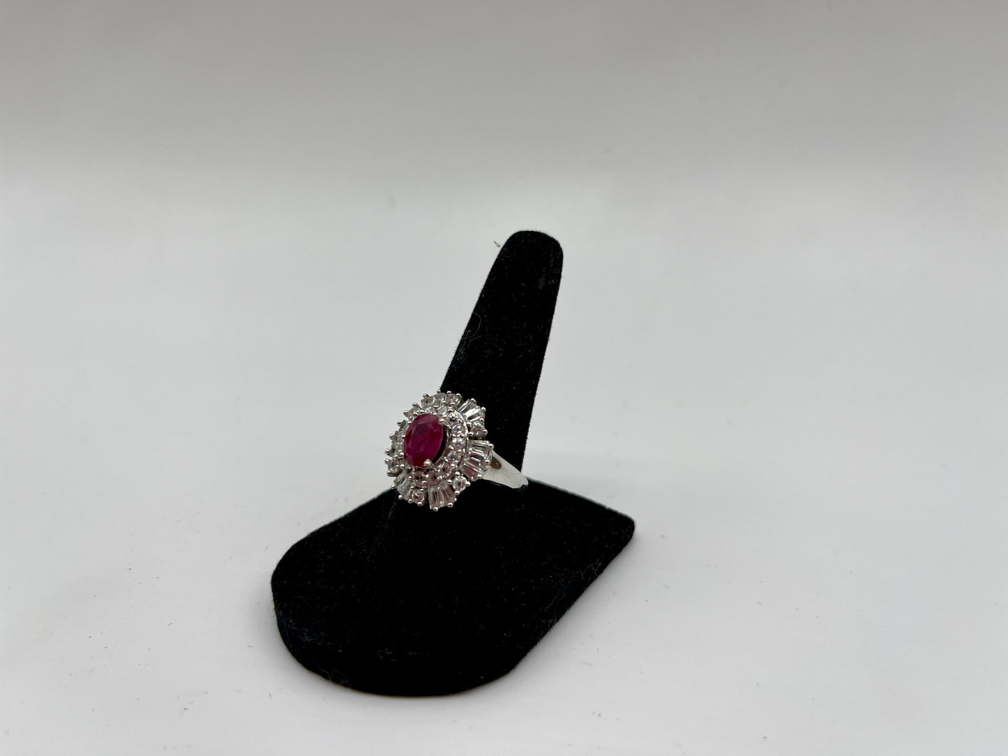 Burma Ruby & White Sapphire Cocktail Ring, 3.79 CTW 10K White Gold