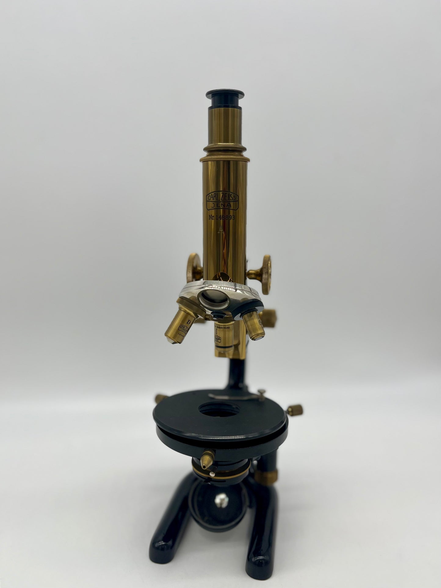 1930's German Jena Brass Microscope by Carl Zeiss