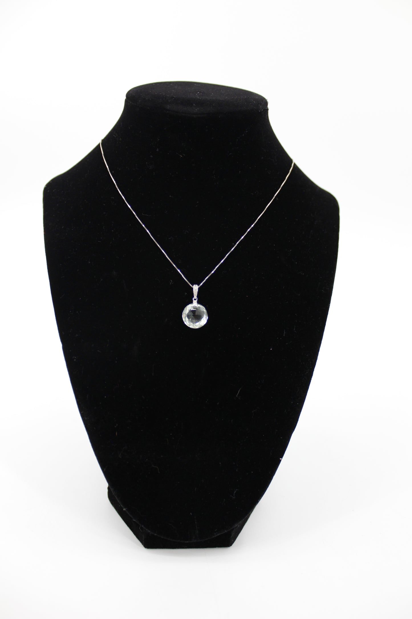 Prasiolite & Diamond Necklace, 7 Carats 14K White Gold