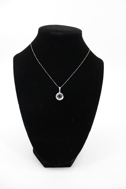 Prasiolite & Diamond Necklace, 7 Carats 14K White Gold