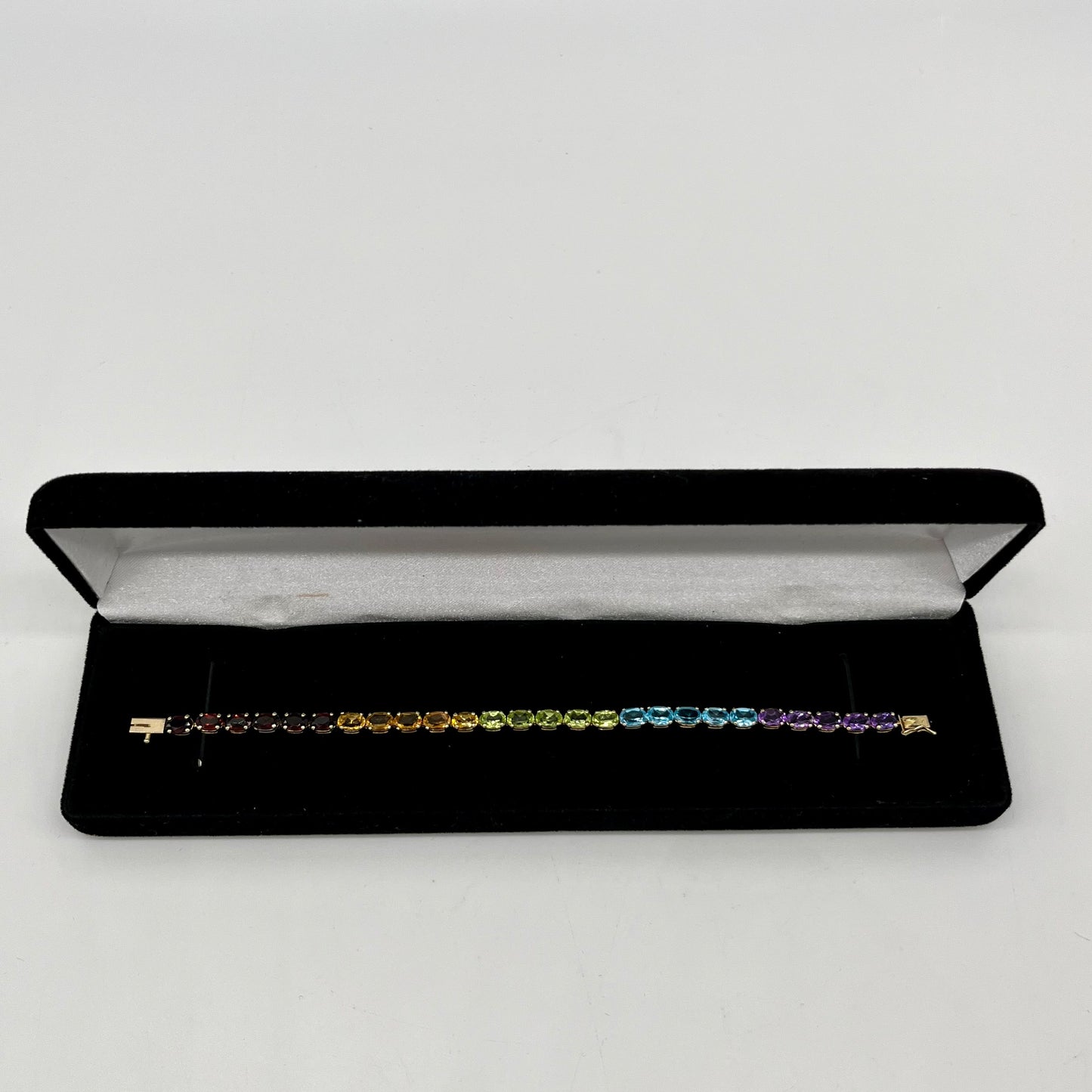 Precious Gemstone 'Rainbow' Tennis Bracelet, 6.75 CTW 14K Gold