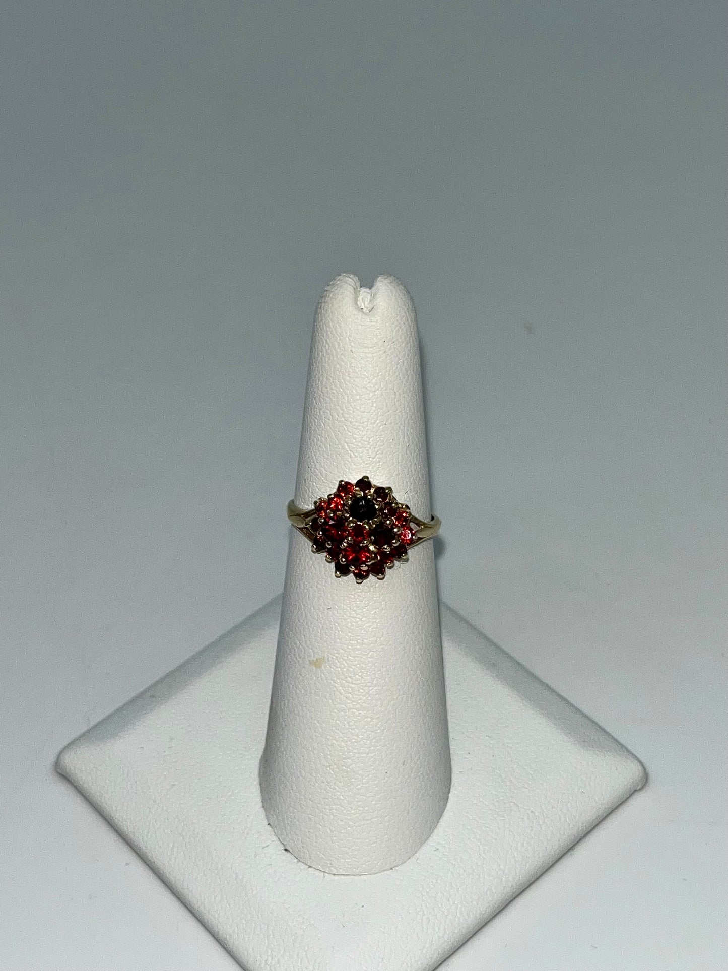 Victorian Garnet Cluster Ring, 1.54 CTW 9K Gold